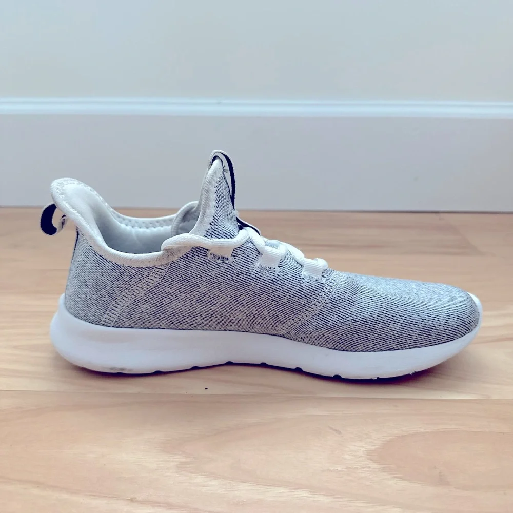 adidas White Gray Knit Running Shoes